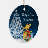 かわいいトパーソナライズされたナカイベビーの初めてのクリスマス セラミックオーナメント (右)