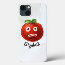 かわいいトマトおもしろいかわいいカートゥーン野菜名 iPhone 13ケース