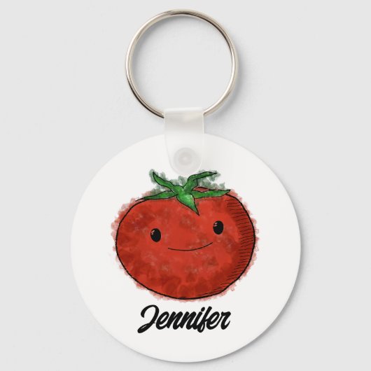 かわいいトマトの水彩 キーホルダー (正面)