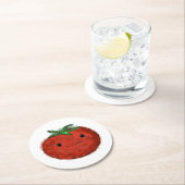 かわいいトマトの水彩 ラウンドペーパーコースター (インサイチュ)