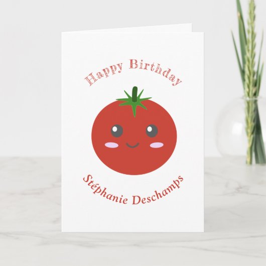 かわいいトマト誕生日カード サンキューカード (正面)