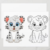 かわいいトラのぬりえページ (正面/裏面)