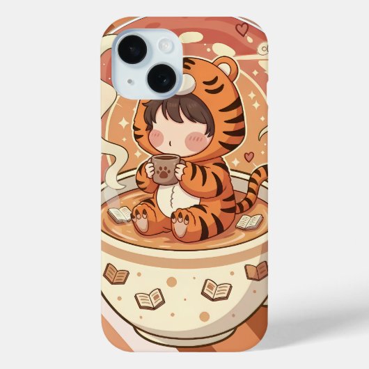 かわいいトラのコーヒーブックアート Case-Mate iPhoneケース (裏面)