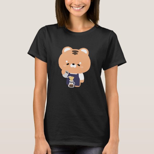 かわいいトラのバリスタ Tシャツ (正面)