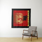 かわいいトラの中国の年干支誕生日WT タペストリー (インサイチュ(横))