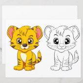 かわいいトラの塗り絵ページ (正面/裏面)