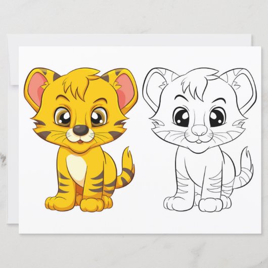 かわいいトラの塗り絵ページ (正面)