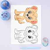 かわいいトラの塗り絵ページ チラシ (シングル)