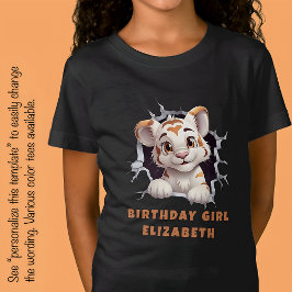 かわいいトラの子が穴から顔をのぞかせたオレンジ Tシャツ