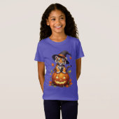 かわいいトラの子が魔女の帽子をかぶって Tシャツ (正面フル)