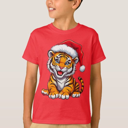 🎁かわいいトラの子クリスマスTシャツ ホリデーギフト ✨ Tシャツ (正面)