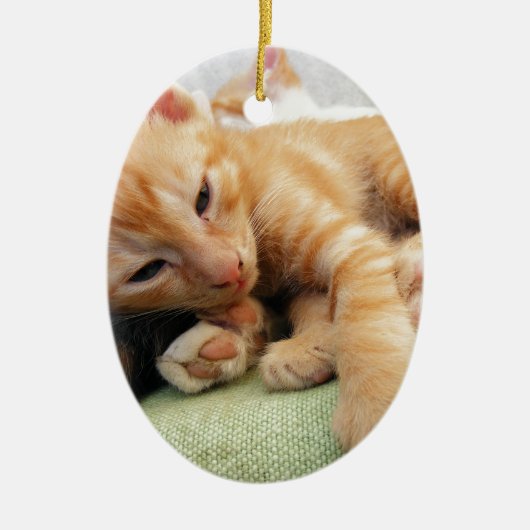 かわいいトラの縞模様の子猫 セラミックオーナメント (正面)