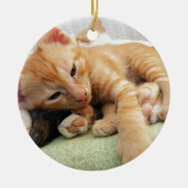 かわいいトラの縞模様の子猫 セラミックオーナメント