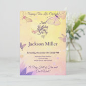 かわいいトラの蝶の誕生日 招待状 (スタンド正面)