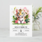 かわいいトラの誕生日パーティー招待状（プリント可能） 招待状 (スタンド正面)