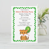 かわいいトラの誕生日パーティー招待状（男子用） 招待状 (スタンド正面)