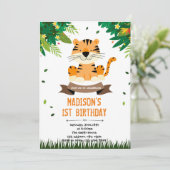かわいいトラの誕生日招待状 招待状 (スタンド正面)