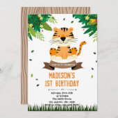 かわいいトラの誕生日招待状 招待状 (正面/裏面)