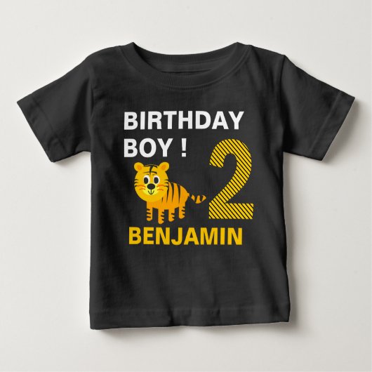 かわいいトラの2歳誕生日パーティー ベビーTシャツ (正面)