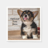 かわいいトライカラーのペンブロークウェルシュコーギー子犬 スタンダードカクテルナプキン (正面)