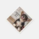 かわいいトライカラーのペンブロークウェルシュコーギー子犬 スタンダードカクテルナプキン (角)