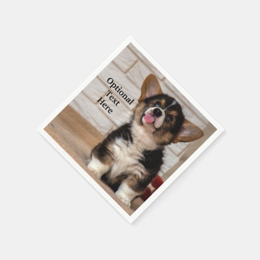 かわいいトライカラーのペンブロークウェルシュコーギー子犬 スタンダードカクテルナプキン (角)