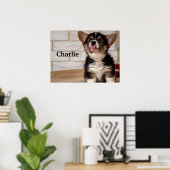 かわいいトライカラーのペンブロークウェルシュコーギー子犬 ポスター (ホームオフィス)