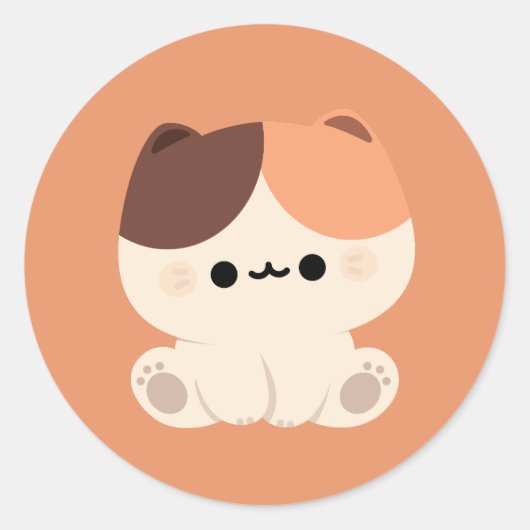 かわいいトライティ猫 ラウンドシール (正面)
