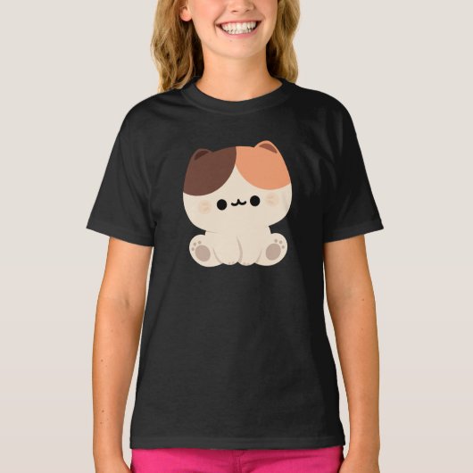 かわいいトライティ猫 Tシャツ (正面)