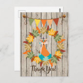 かわいいトライバルキツネ、リースの秋離れにはありがとう ポストカード (正面/裏面)