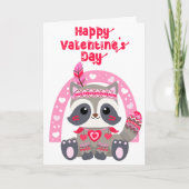 かわいいトライバルラクーンキッズバレンタインカード シーズンカード (正面)