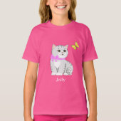 かわいいトラキティ猫と小鳥のTシャツ Tシャツ (正面)