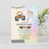 かわいいトラックとユニコーンパーティの招待状 招待状 (スタンド正面)