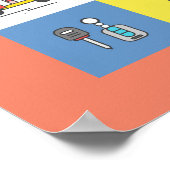 かわいいトラックと輸送のモノグラム名前壁 ポスター (角)