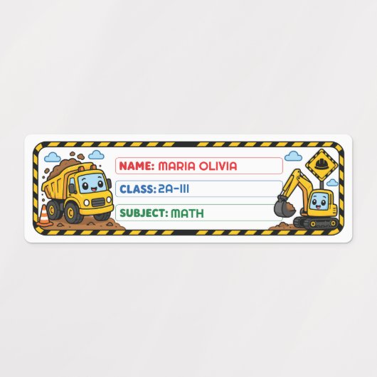 かわいいトラックのカスタム学校名 ラベル (デザイン1)