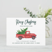 かわいいトラックのクリスマスホリデー引越しお知らせ シーズンカード (スタンド正面)