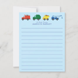 かわいいトラックの少年の子ども用のフラットな固定カード サンキューカード