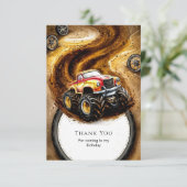 かわいいトラックモンスターの誕生日 サンキューカード (スタンド正面)