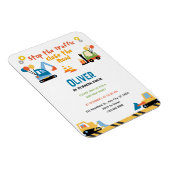 かわいいトラック建築誕生日パーティーの招待状 マグネット (右側)