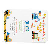 かわいいトラック建築誕生日パーティーの招待状 マグネット (横)