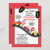 かわいいトラック&カーの誕生日パーティーの招待 招待状 (正面/裏面)