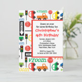 かわいいトラック&カーバースデーパーティーの招待状 招待状 (スタンド正面)