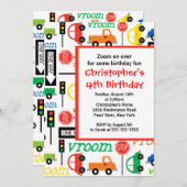 かわいいトラック&カーバースデーパーティーの招待状 招待状 (正面/裏面)