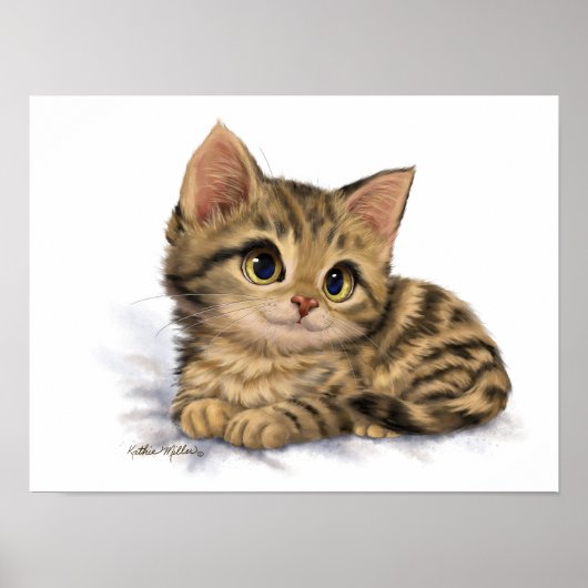 かわいいトラネコの子猫イラスト ポスター (正面)