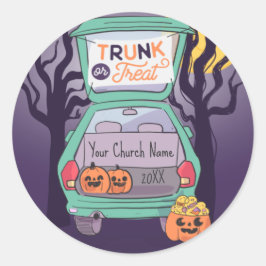 かわいいトランクまたはトリートカスタムハロウィンステッカー ラウンドシール