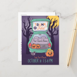 かわいいトランクまたはトリートカスタムハロウィン招待状 ポストカード