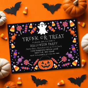かわいいトランク・オア・トリート お菓子 キッズ ハロウィン パーティー 招待状
