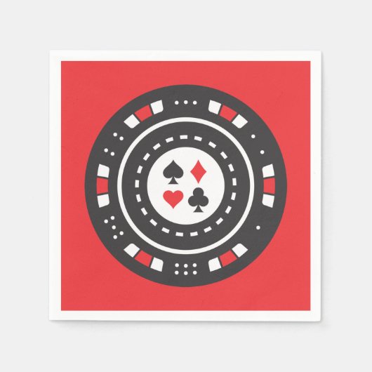 かわいいトランプのポーカーチップカジノパーティー スタンダードカクテルナプキン (正面)