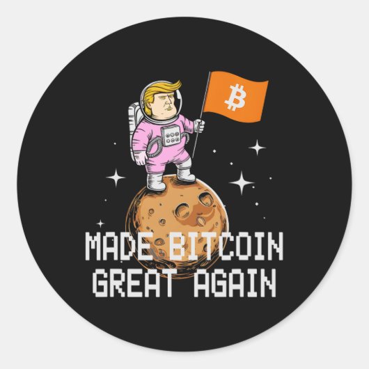 かわいいトランプ再びBitcoinの素晴らしジョークの投資家 ラウンドシール (正面)