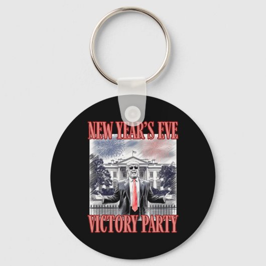 かわいいトランプ大晦日の勝利パーティー花火 キーホルダー (正面)